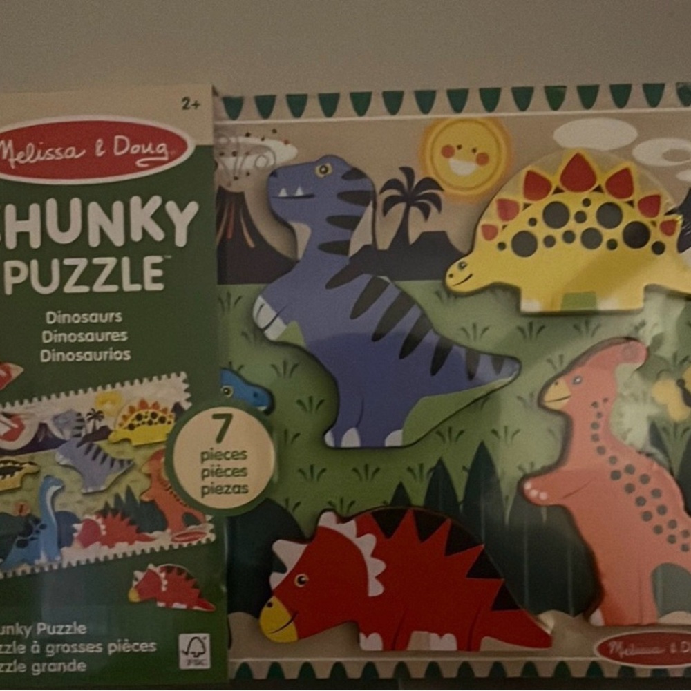 Melissa & Doug Chunky Dinosaur Puzzle - Red, Blue, Green